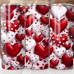 Valentine's Day 20oz Tumbler, Hearts Travel Mug, Gift For Her